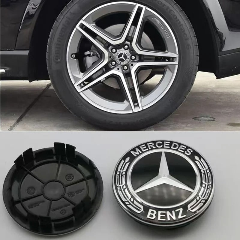 Benz Centre Caps 75mm Black Set of 4 Caps