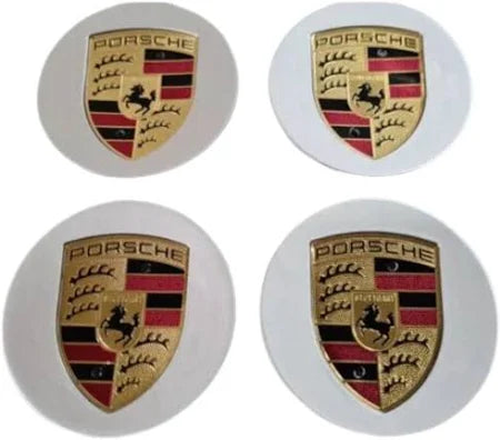 76mm silver Porsche wheel centre caps with crest – OEM fit for alloy wheels