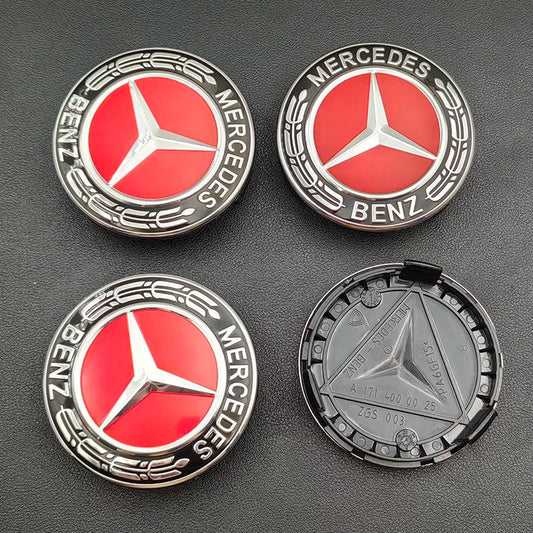 Benz Wheel Caps 75mm Red