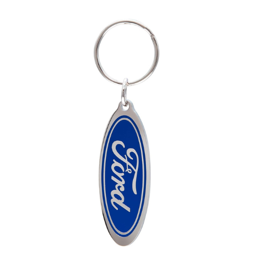 Ford Blue Oval Logo Enamel Keychain with Double Ring