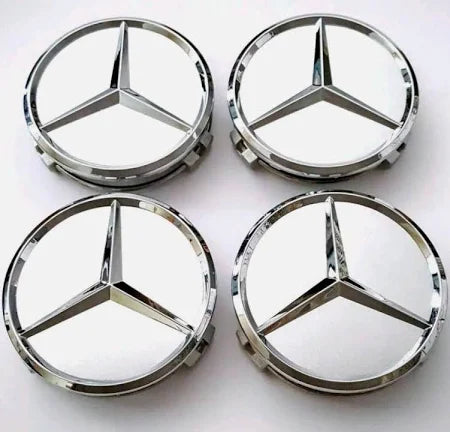 Mercedes Benz Centre Caps Silver 75mm 4 Caps