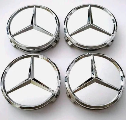 Mercedes Benz Centre Caps Silver 75mm 4 Caps