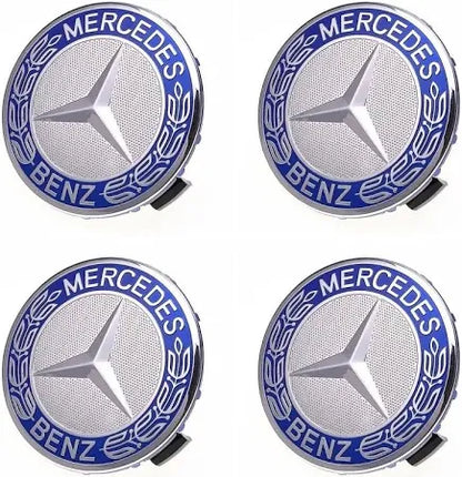 Mercedes Wheel Caps Blue 75mm