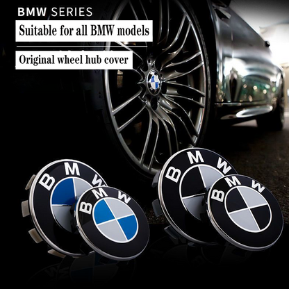 BMW wheel centre cap 68mm fitted on alloy wheel with tyre installed view