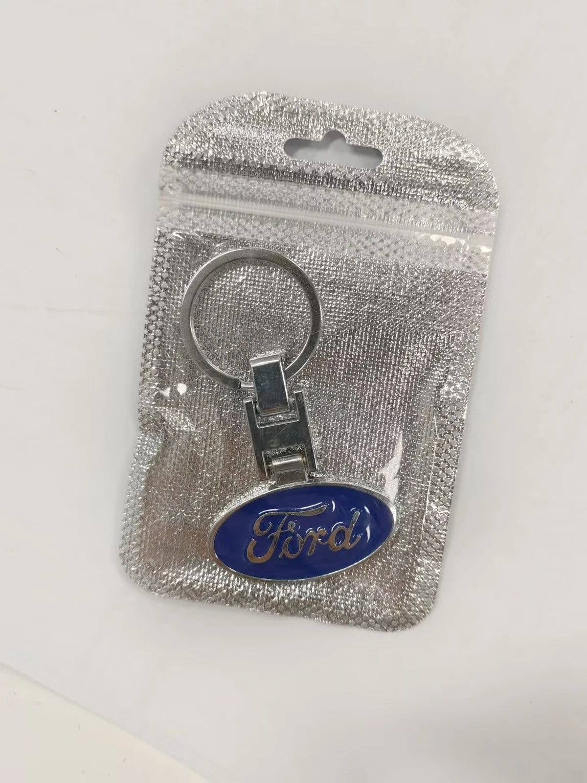 Ford Horizontal Key Fob Pendant Keyring Silver Metal Car Keychain UK
