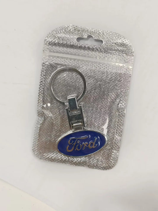 Ford Horizontal Key Fob Pendant Keyring Silver Metal Car Keychain UK