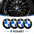 BMW 68mm Wheel Centre Caps - Classic Blue & White Alloy Badges (4-Piece Set)