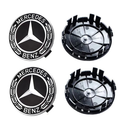 Benz Centre Caps 75mm Black Set of 4 Caps