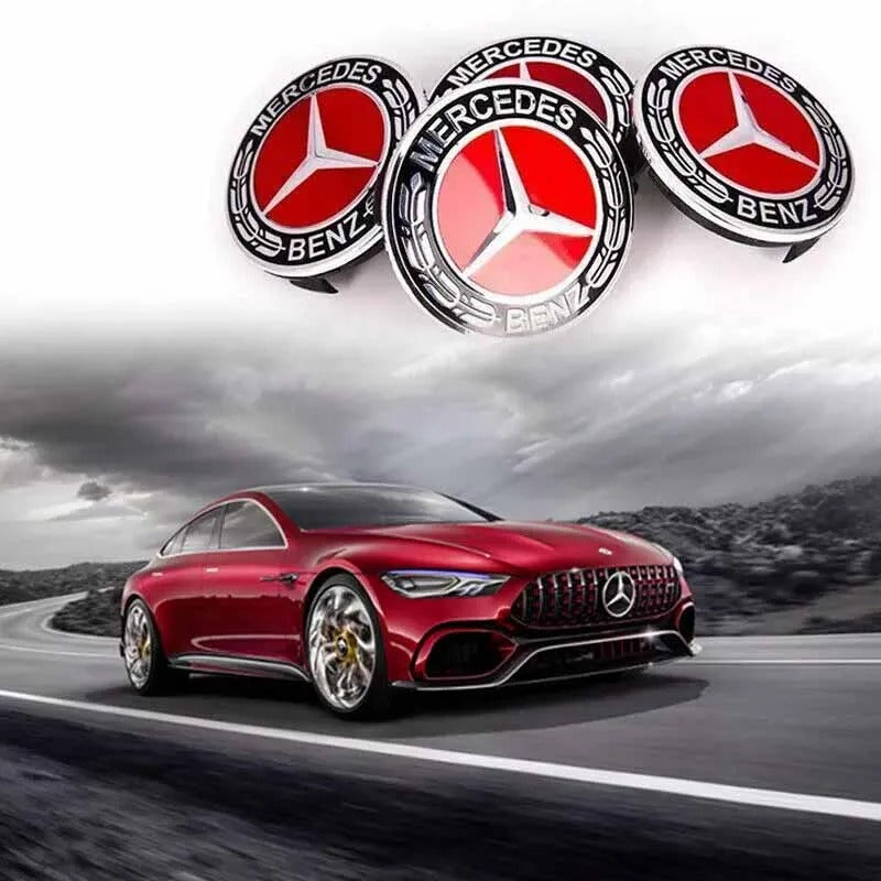 Mercedes Alloy Centre Caps 75mm Red