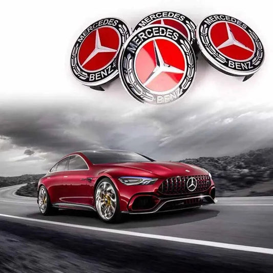 Mercedes Alloy Centre Caps 75mm Red