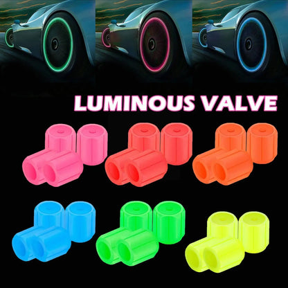 Luminous Wheel Valve Caps – Fluorescent Night Glowing Tyre Stem Caps