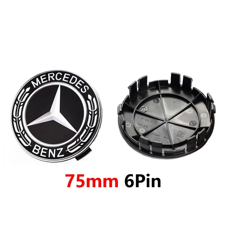 Benz Centre Caps 75mm Black Set of 4 Caps