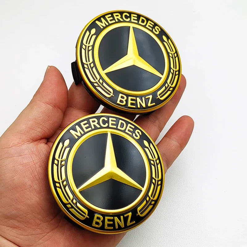 Mercedes Centre Caps – Gold (75mm) 4 caps