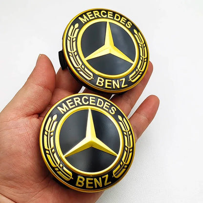 Mercedes Centre Caps – Gold (75mm) 4 caps