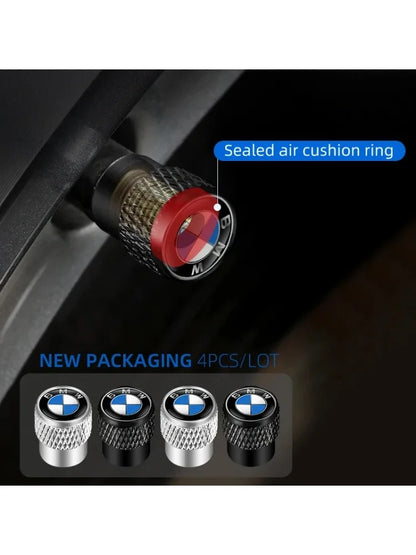 BMW Valve Caps Set  Knurling Style Tire Valve Cap