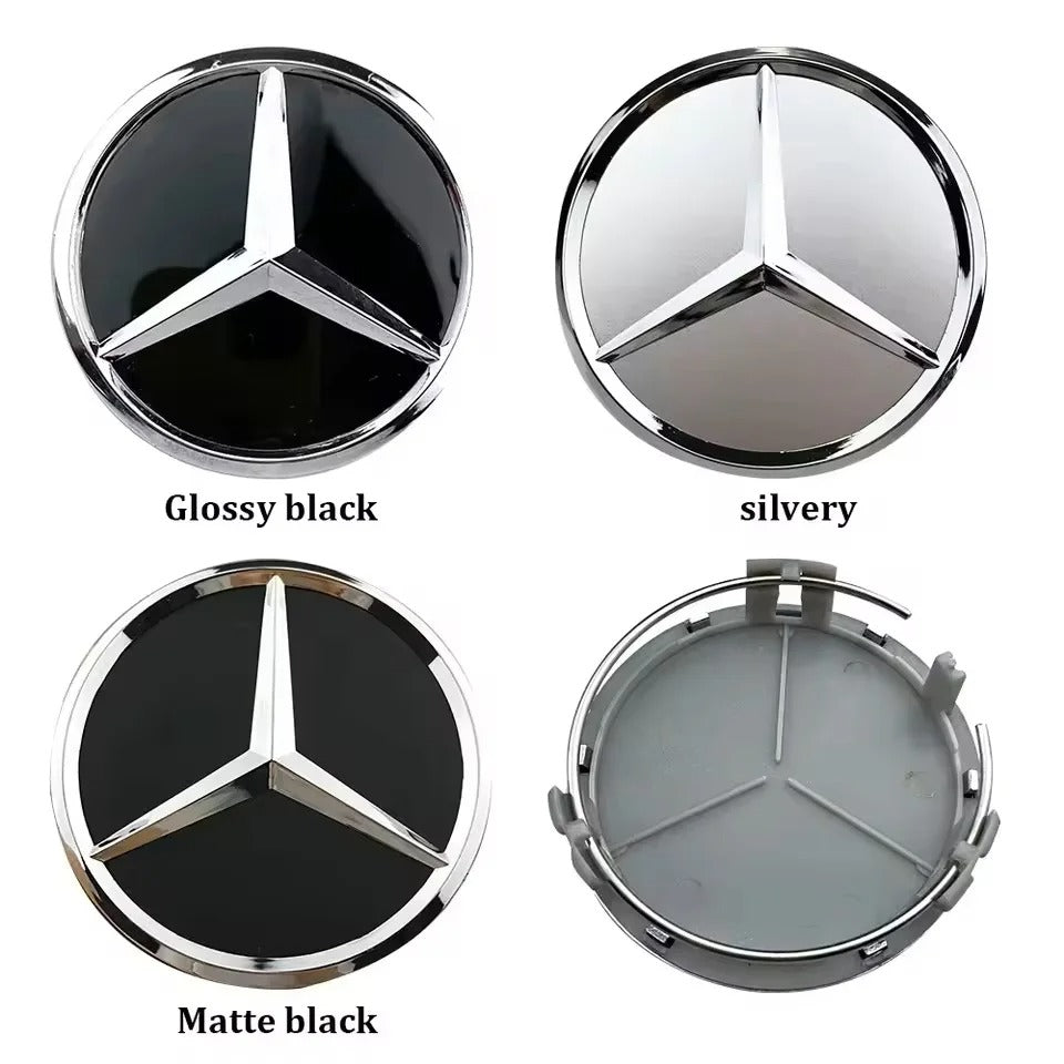 Mercedes Benz Centre Caps Silver 75mm 4 Caps