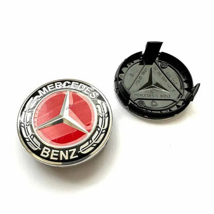 Mercedes Alloy Centre Caps 75mm Red– Bold Look for Alloy Wheels