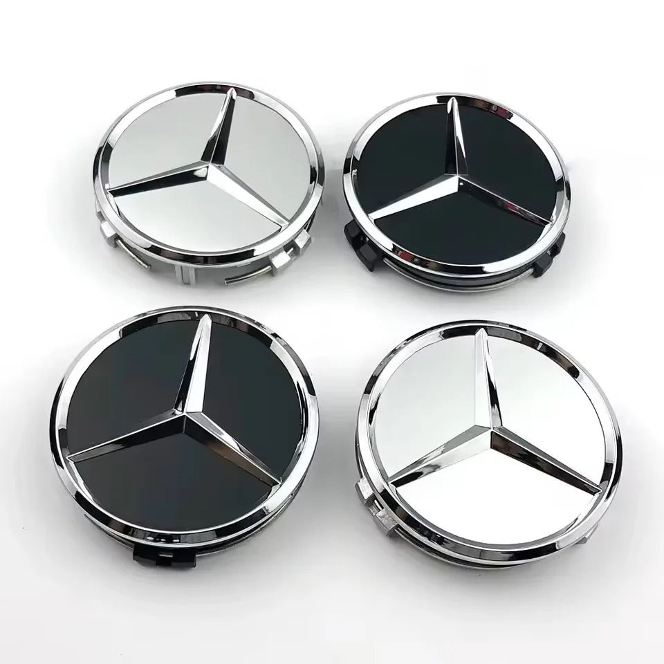 Mercedes Benz Centre Caps Silver 75mm 4 Caps