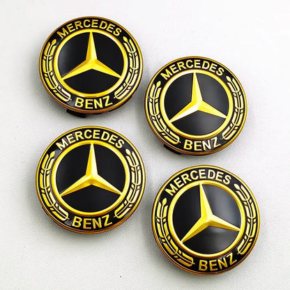 Mercedes Centre Caps – Gold (75mm) 4 caps