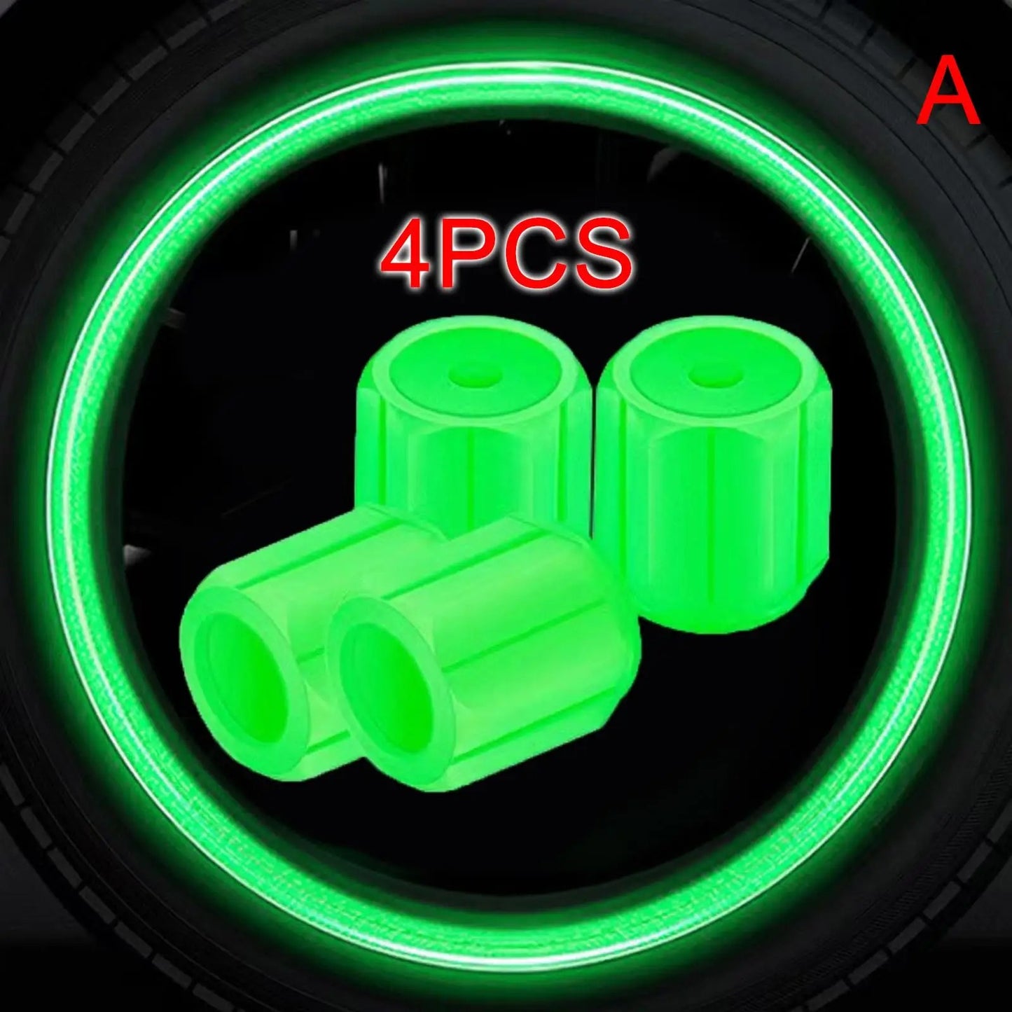 Luminous Wheel Valve Caps – Fluorescent Night Glowing Tyre Stem Caps