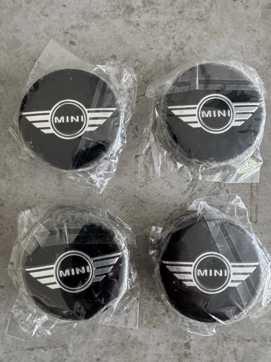 Alt Text: Mini Cooper Black Wheel Centre Caps 54mm – Perfect OEM Fit
