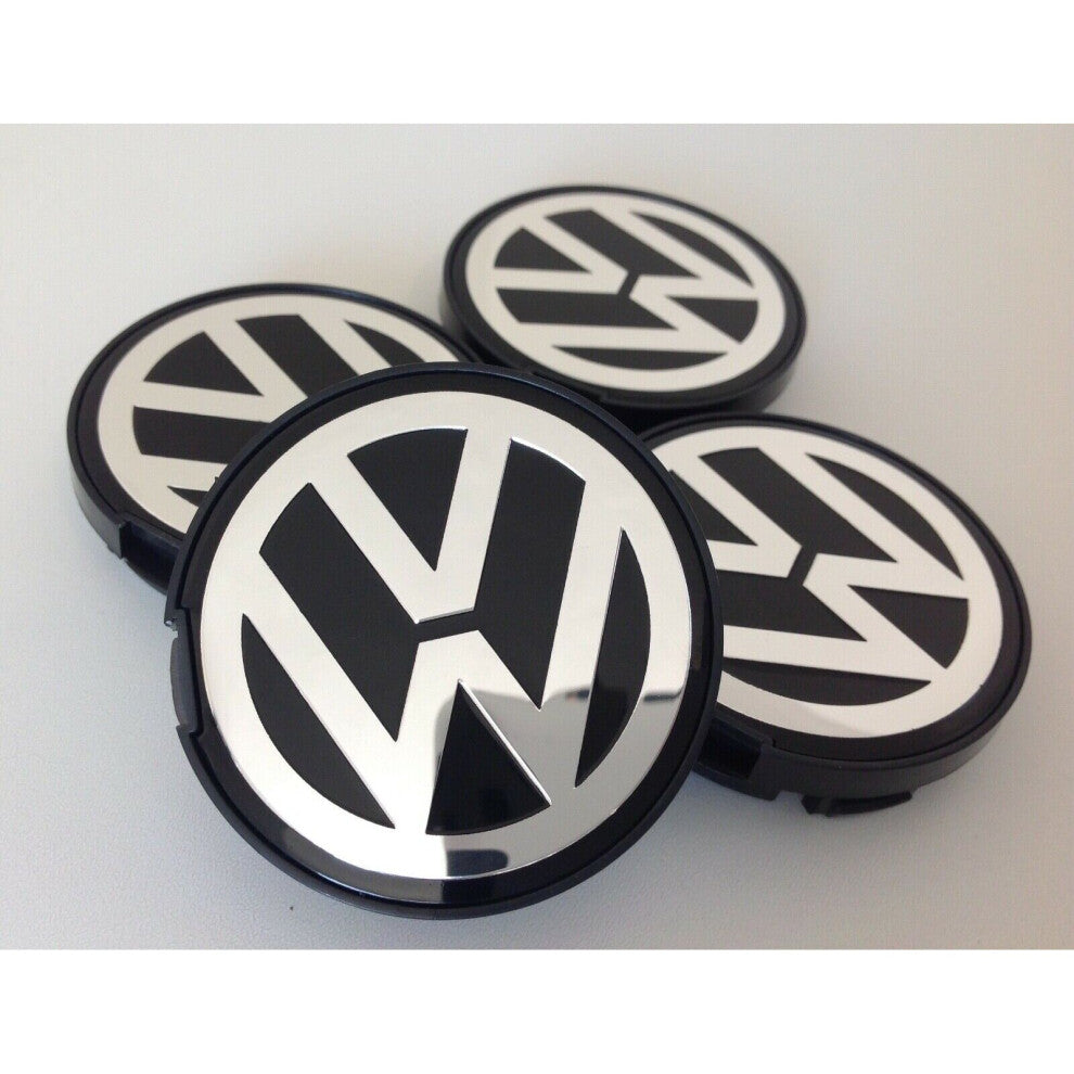 Pack of four 55mm VW centre caps OEM-style fit for Volkswagen alloys