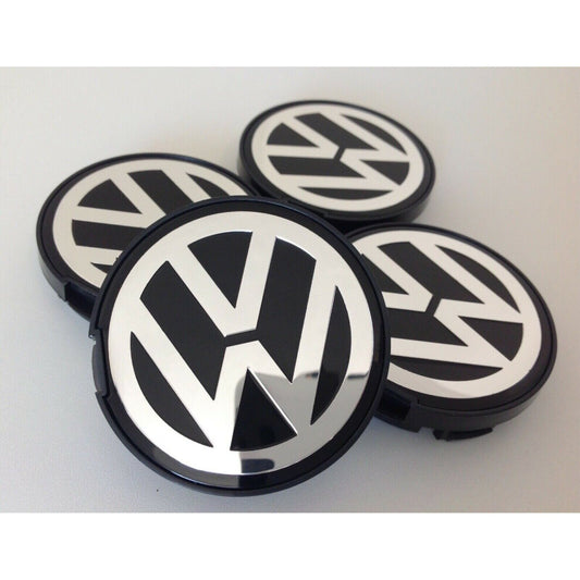 Pack of four 55mm VW centre caps OEM-style fit for Volkswagen alloys