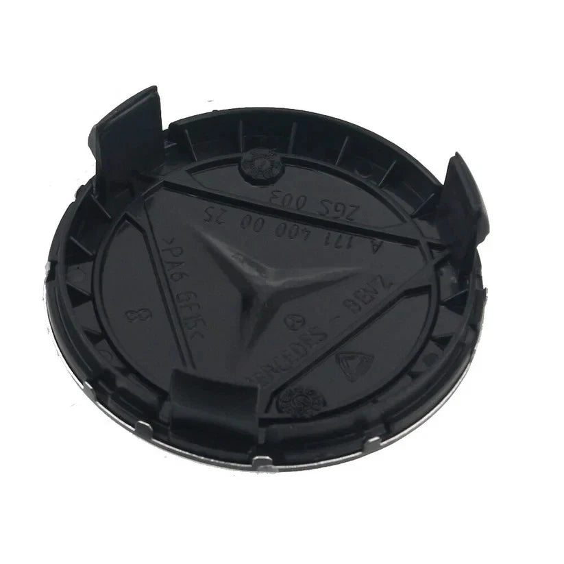 Mercedes 75mm Wheel Centre Caps - Traditional Blue Laurel Wreath Badges (4 Pcs)