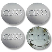 Audi 68mm Wheel Centre Caps - Premium Large Bore Black & Grey Badges (4Pcs)