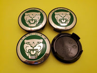 Jaguar 59mm Wheel Centre Caps - Classic British Racing Green Badges (4 Pcs)