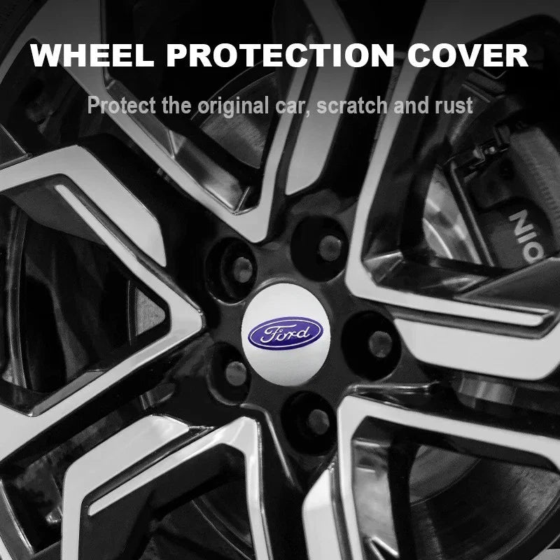 Ford 60mm Wheel Centre Caps - Blue & Silver Badges (4-Piece Set)
