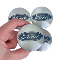 Ford 60mm Wheel Centre Caps - Blue & Silver Badges (4-Piece Set)
