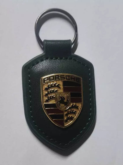 Porsche Leather Crest Keyring – 911, GT3 & Taycan Turbo Keychain