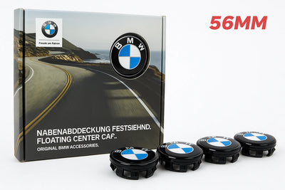 BMW 56mm Floating Centre Caps - Dynamic Spinning Hub Badges (4-Piece Set)