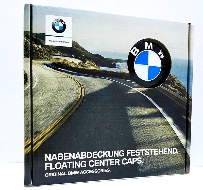 BMW 68mm Spinning Center Caps - Dynamic Floating Alloy Wheel Badges (4 Pcs)