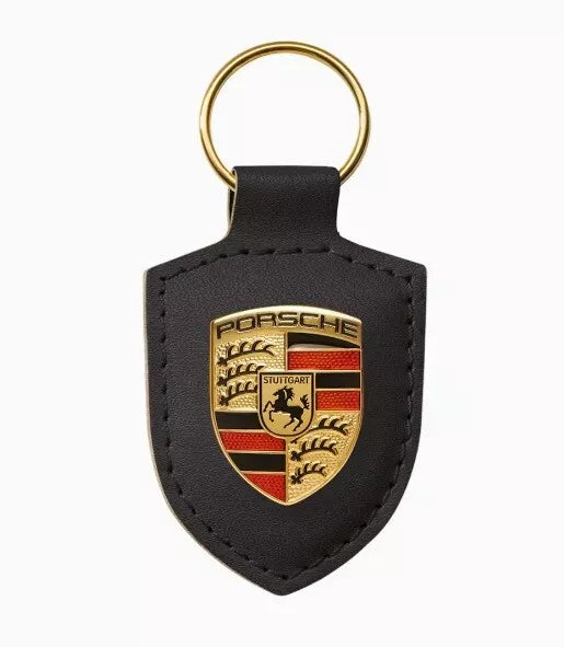 Porsche Leather Crest Keyring – 911, GT3 & Taycan Turbo Keychain