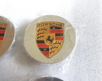 Porsche 76mm Wheel Center Caps - Silver Crest Alloy Badges (Set of 4)