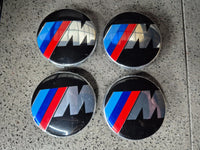 BMW 68mm M-Sport Wheel Centre Caps - Stealth Matt Black & Carbon Style (Set of 4)