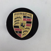 Porsche 76mm Wheel Centre Caps - Gloss Black Performance Crest Badges (4 Pcs)