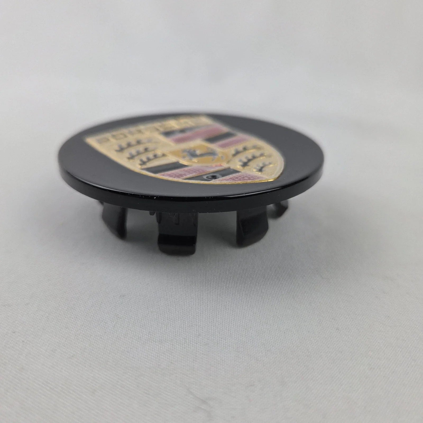 Porsche 76mm Wheel Centre Caps - Gloss Black Performance Crest Badges (4 Pcs)