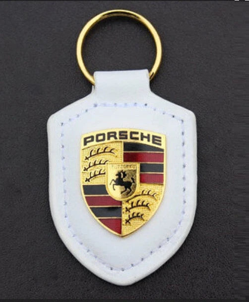 Porsche Leather Crest Keyring – 911, GT3 & Taycan Turbo Keychain