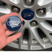 Ford 54mm Wheel Centre Caps - Classic Blue & Silver Oval Badges (4-Piece Set)