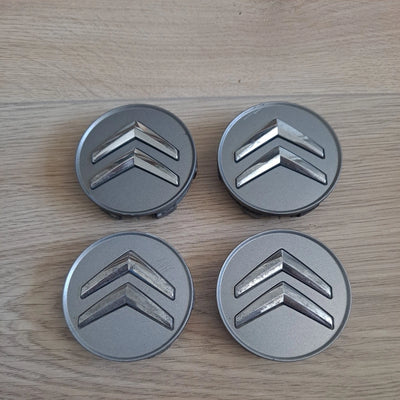 Citroen 60mm Wheel Caps - Gloss Silver Replacement Badges (4-Piece Set)