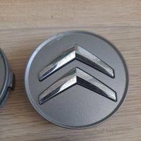 Citroen 60mm Wheel Caps - Gloss Silver Replacement Badges (4-Piece Set)