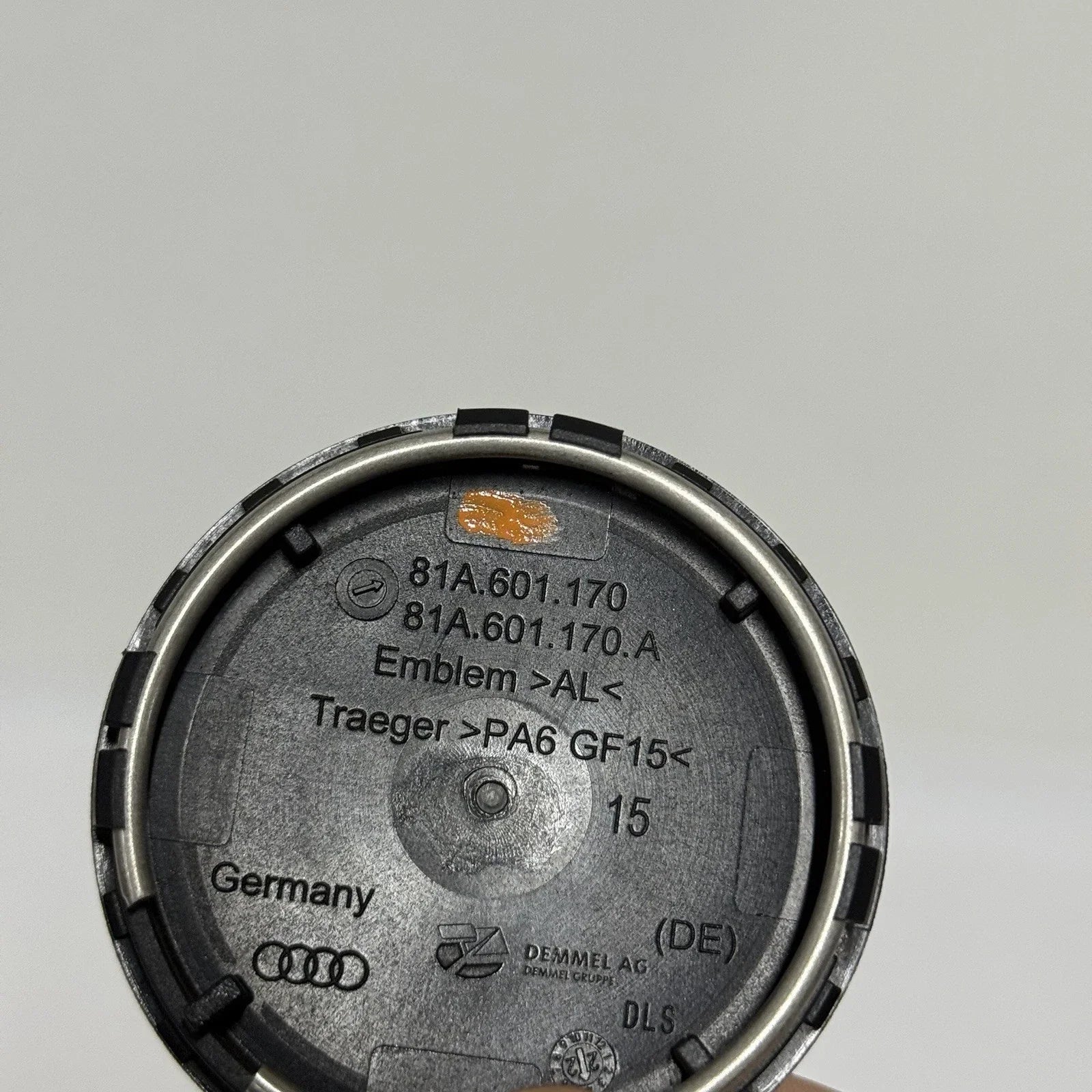 Audi 61mm Wheel Centre Caps - Two-Tone Black & Grey Alloy Badges (4Pcs)