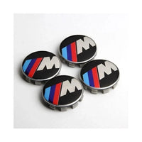 BMW 56mm M-Sport Wheel Centre Caps - Gloss Black & Carbon Style for Newer Alloys