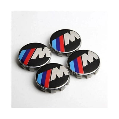 BMW 56mm M-Sport Wheel Centre Caps - Gloss Black & Carbon Style for Newer Alloys