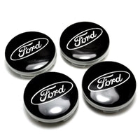 Ford 54mm Sport Wheel Centre Caps - Gloss Black & Chrome Edition (4-Piece Set)
