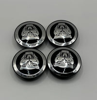 Jaguar 59mm Wheel Centre Caps - Gloss Black Growler Badges (4-Piece Set)