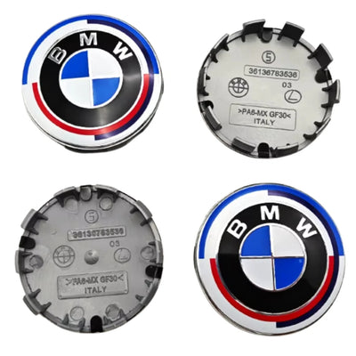BMW 68mm 50th Anniversary Heritage Wheel Centre Caps - Vintage M Motorsport (4 Pcs)
